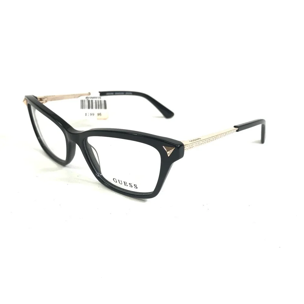 Guess Eyeglasses Frames GU2797-S 001 Black Gold Cat Eye Swarovski 52-15-140
